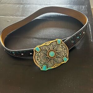 Ariat Black and Turquoise Youth Western Belt